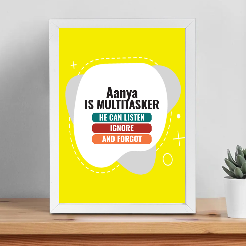 Personalized Typographic Framed Poster Dtg with Custom Name
