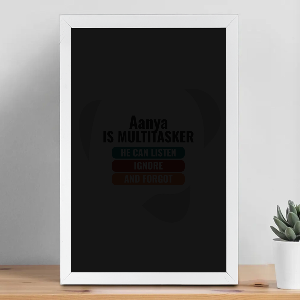 Personalized Typographic Framed Poster Dtg with Custom Name