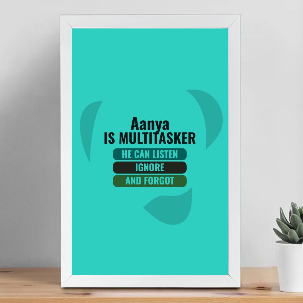 Personalized Typographic Framed Poster Dtg with Custom Name
