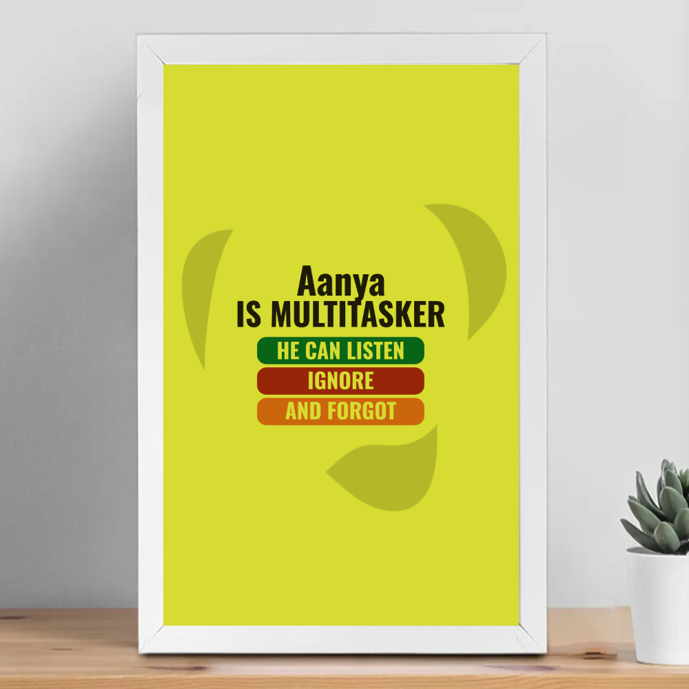 Personalized Typographic Framed Poster Dtg with Custom Name