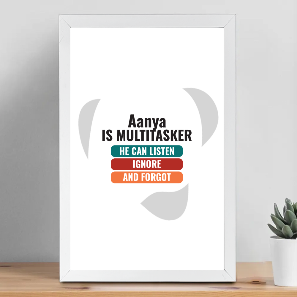 Personalized Typographic Framed Poster Dtg with Custom Name