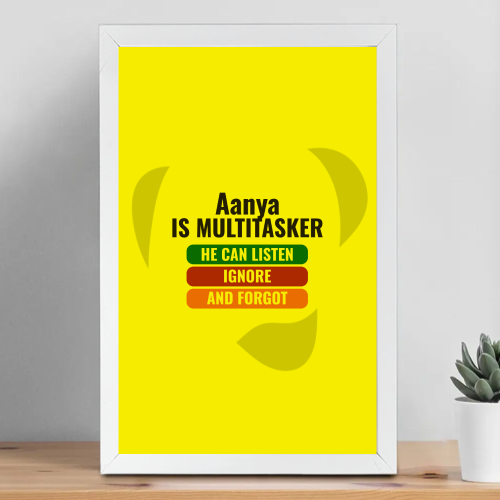 Personalized Typographic Framed Poster Dtg with Custom Name