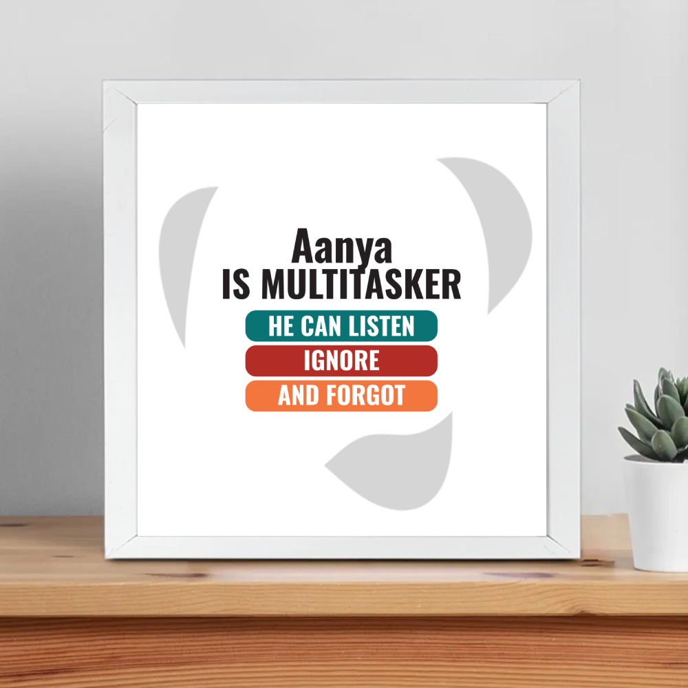Personalized Typographic Framed Poster Dtg with Custom Name