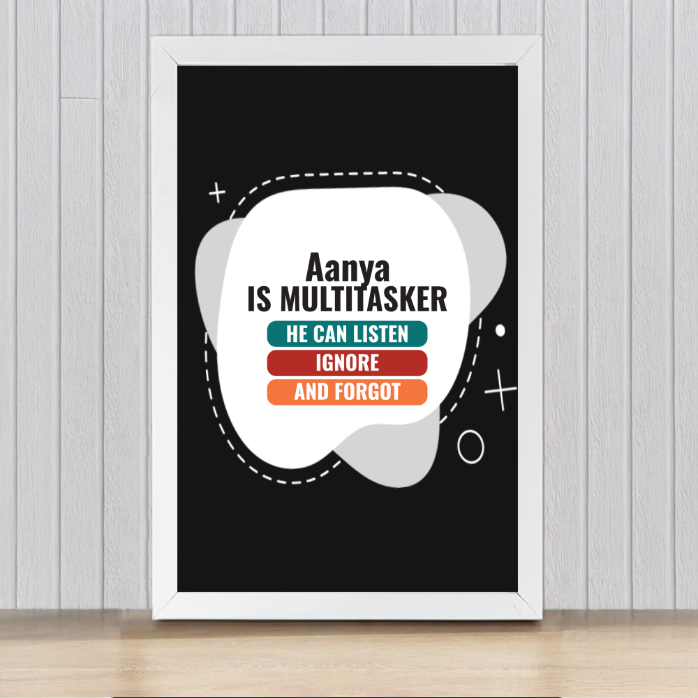 Personalized Typographic Framed Poster Dtg with Custom Name