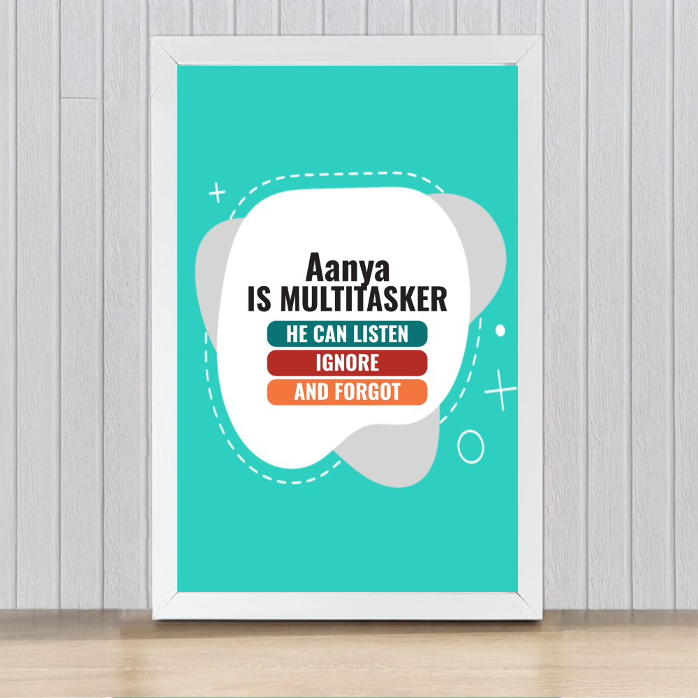 Personalized Typographic Framed Poster Dtg with Custom Name
