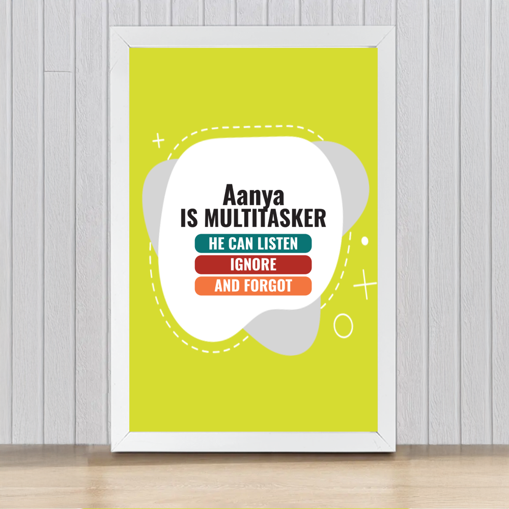 Personalized Typographic Framed Poster Dtg with Custom Name