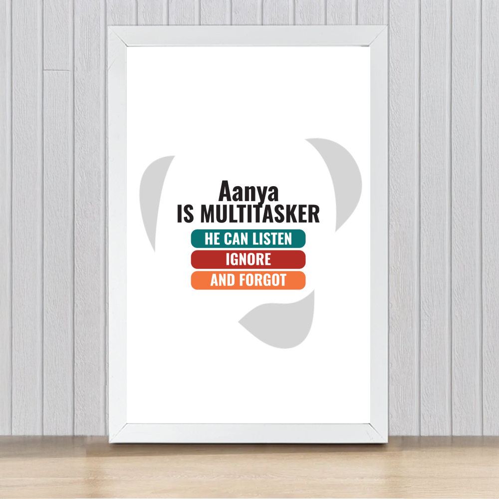 Personalized Typographic Framed Poster Dtg with Custom Name