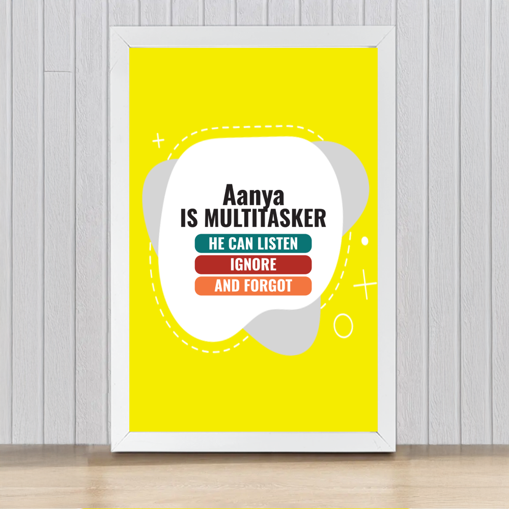 Personalized Typographic Framed Poster Dtg with Custom Name