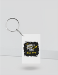 Keychain | Rectangle Square Slim | Durable Acrylic | Fade-Proof Glossy Finish | Unisex | Personalized | Typography | Self-Improvement | Everyday | Inspirational | One Day Starts Today - front_Rectangle - Rectangle - White - mockup 3
