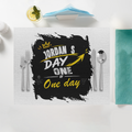 Placemat | Standard Dining | 100% Polyester | Durable, Fade-Proof, Soft | Unisex | Personalized | Typography | Self-Improvement | Everyday | Inspirational | One Day Starts Today - front - White - mockup 1