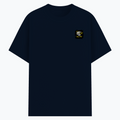 Basic T-Shirt | Unisex Fit XS-2XL | Poly-Cotton Blend 180 GSM | Soft Finish, Durable Stitching | Adults | Personalized | Typography | Self-Improvement | Everyday | Inspirational | One Day Starts Today - left pocket - Navy melange - mockup 3