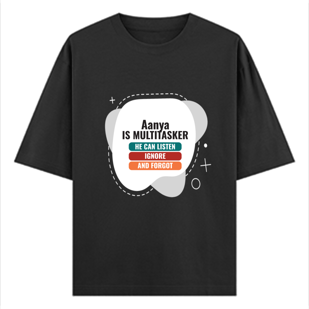Personalized Typographic T-Shirt with Custom Name - Oversized Standard T Shirt Embroidery T-Shirt