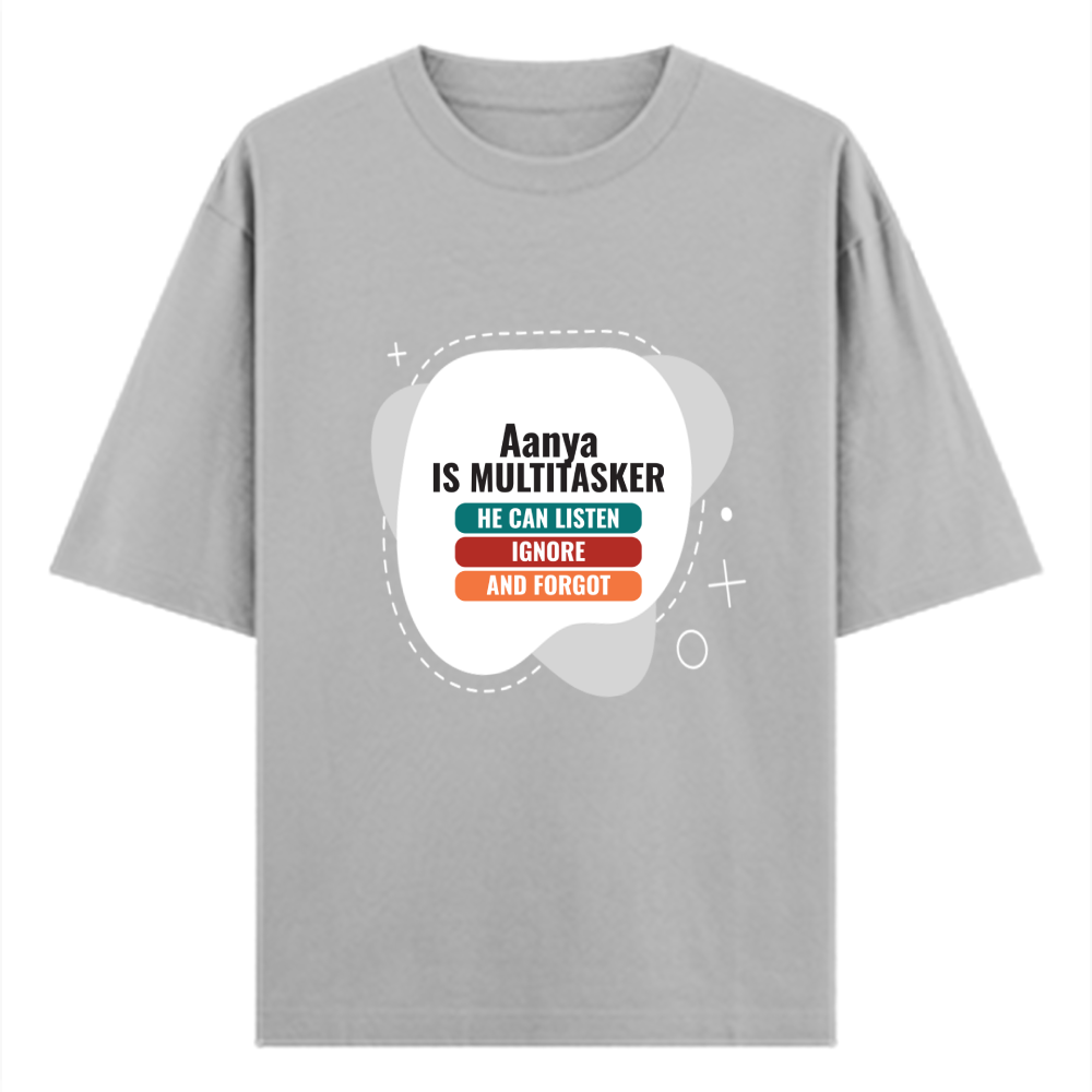Personalized Typographic T-Shirt with Custom Name - Oversized Standard T Shirt Embroidery T-Shirt