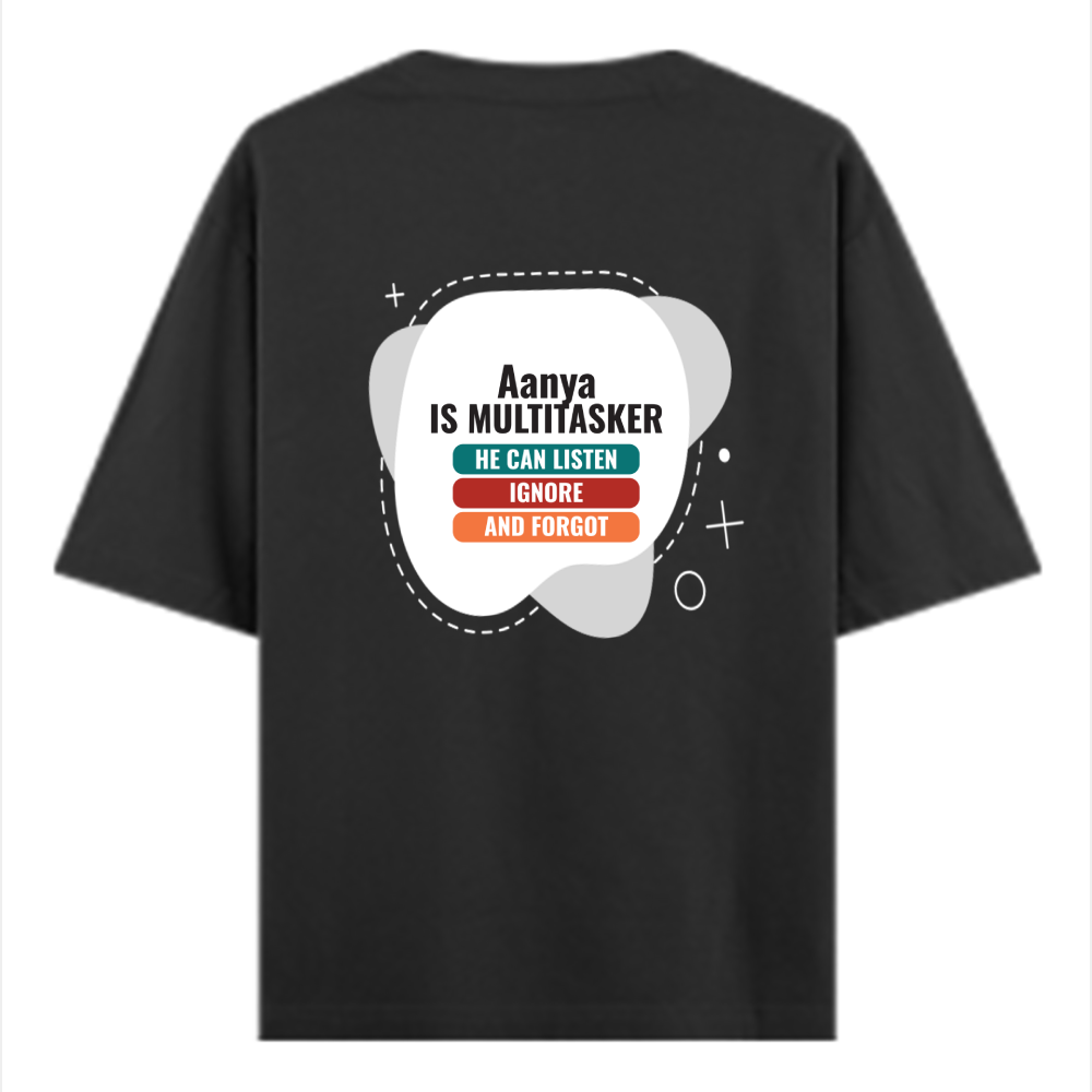 Personalized Typographic T-Shirt with Custom Name - Oversized Standard T Shirt Embroidery T-Shirt