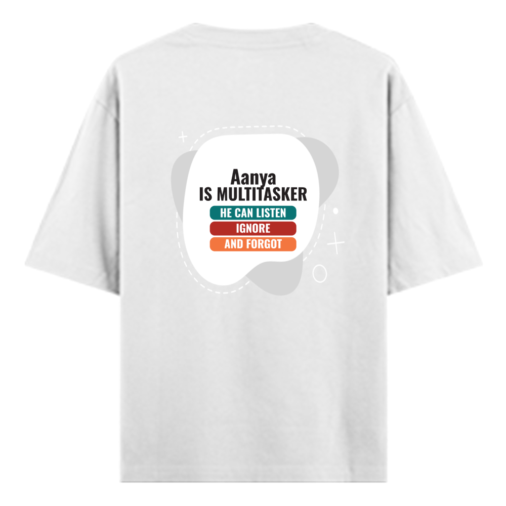 Personalized Typographic T-Shirt with Custom Name - Oversized Standard T Shirt Embroidery T-Shirt