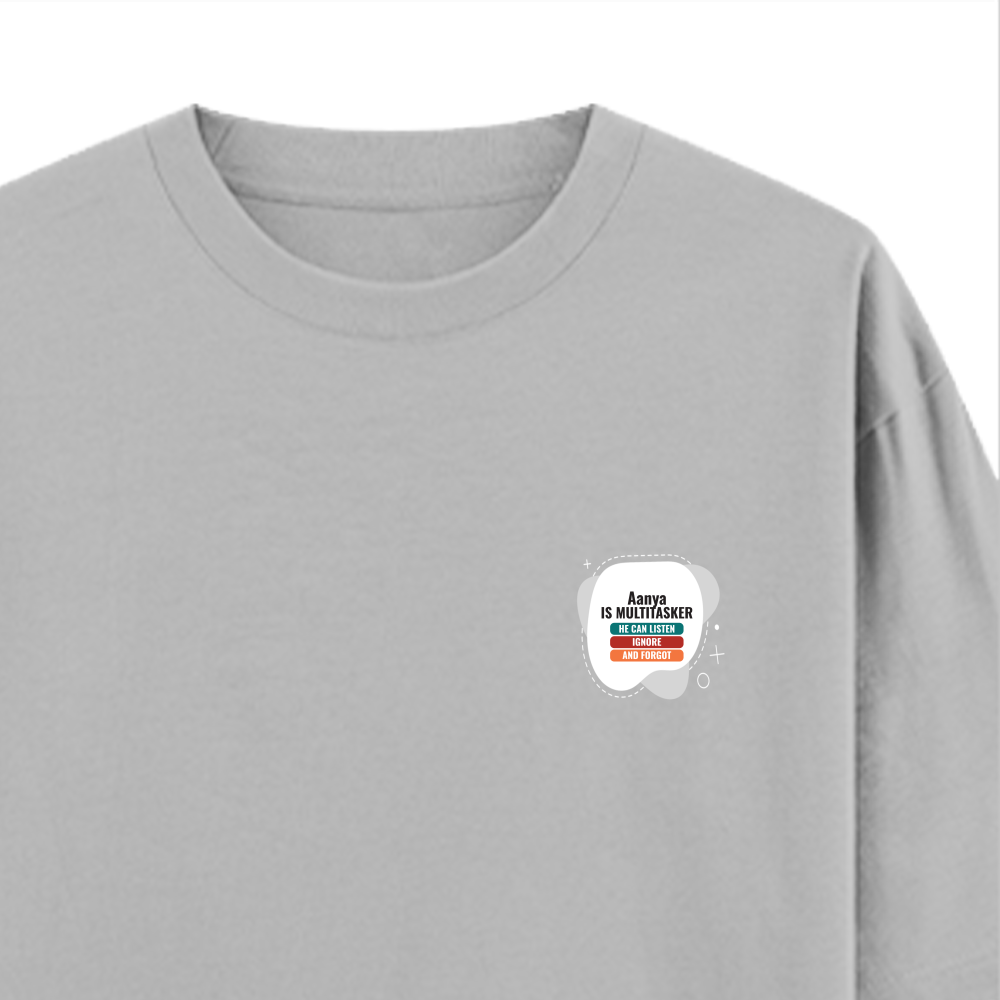 Personalized Typographic T-Shirt with Custom Name - Oversized Standard T Shirt Embroidery T-Shirt