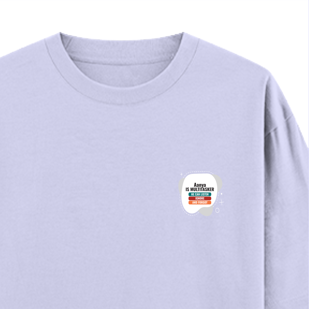 Personalized Typographic T-Shirt with Custom Name - Oversized Standard T Shirt Embroidery T-Shirt