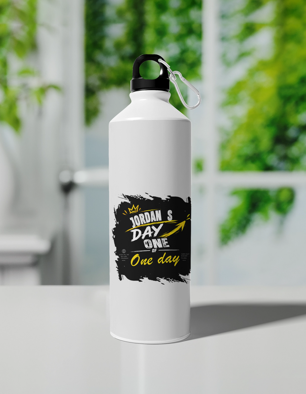 Sipper Bottle | 750 ml Unisex | Aluminum | Clip Cap | Fade-Proof | Personalized | Typography | Self-Improvement | Everyday | Inspirational | One Day Starts Today - front - White - mockup 1