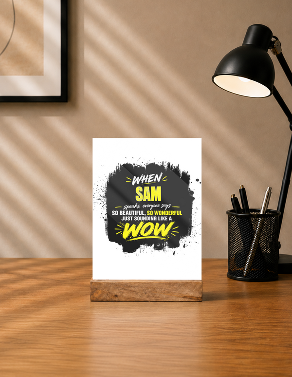 Acrylic Photo Frame with Stand | 5x7 Inch | Acrylic & Wood | UV Printed Tabletop Display | Universal | Personalized | Typography | Compliments | Positive Affirmations | Everyday | Joyful | Certified Wow Factor