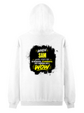 Pullover Hoodie | Unisex Regular Fit | Cotton Blend Tri-Layer | All-Season Comfort, Ribbed Cuffs | Adults | Personalized | Typography | Compliments | Positive Affirmations | Everyday | Joyful | Certified Wow Factor - back - White - mockup 2