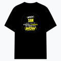 Cotton Stretch T-Shirt | Unisex Fit | 95% Cotton 5% Spandex | Breathable Flexible Durable | Adults | Personalized | Typography | Compliments | Positive Affirmations | Everyday | Joyful | Certified Wow Factor - front - Black - mockup 1