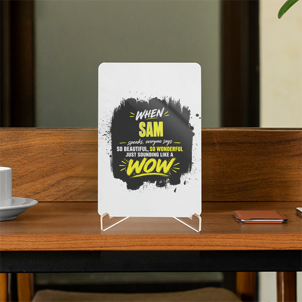 Acrylic Display Stand | 4x6 Inch | Clear Acrylic | Tabletop Display | Unisex | Personalized | Typography | Compliments | Positive Affirmations | Everyday | Joyful | Certified Wow Factor