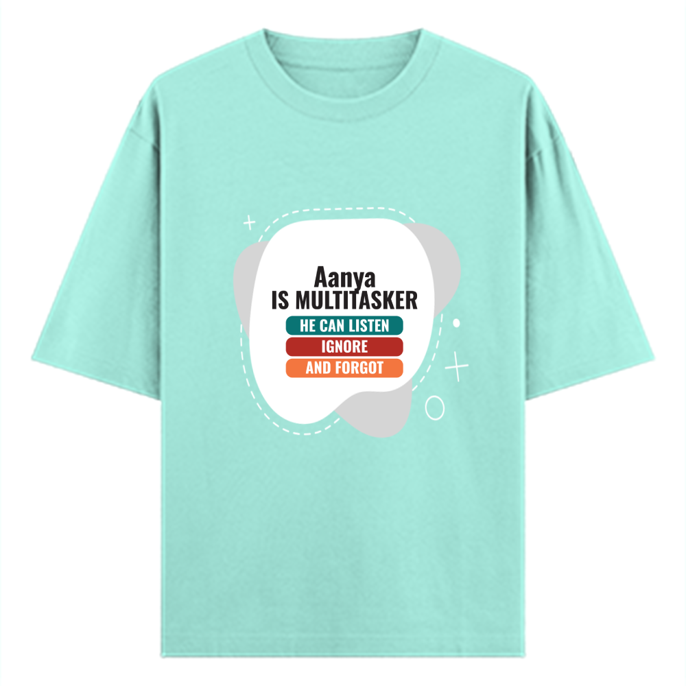 Personalized Typographic T-Shirt with Custom Name - Oversized Classic T Shirt Embroidery T-Shirt