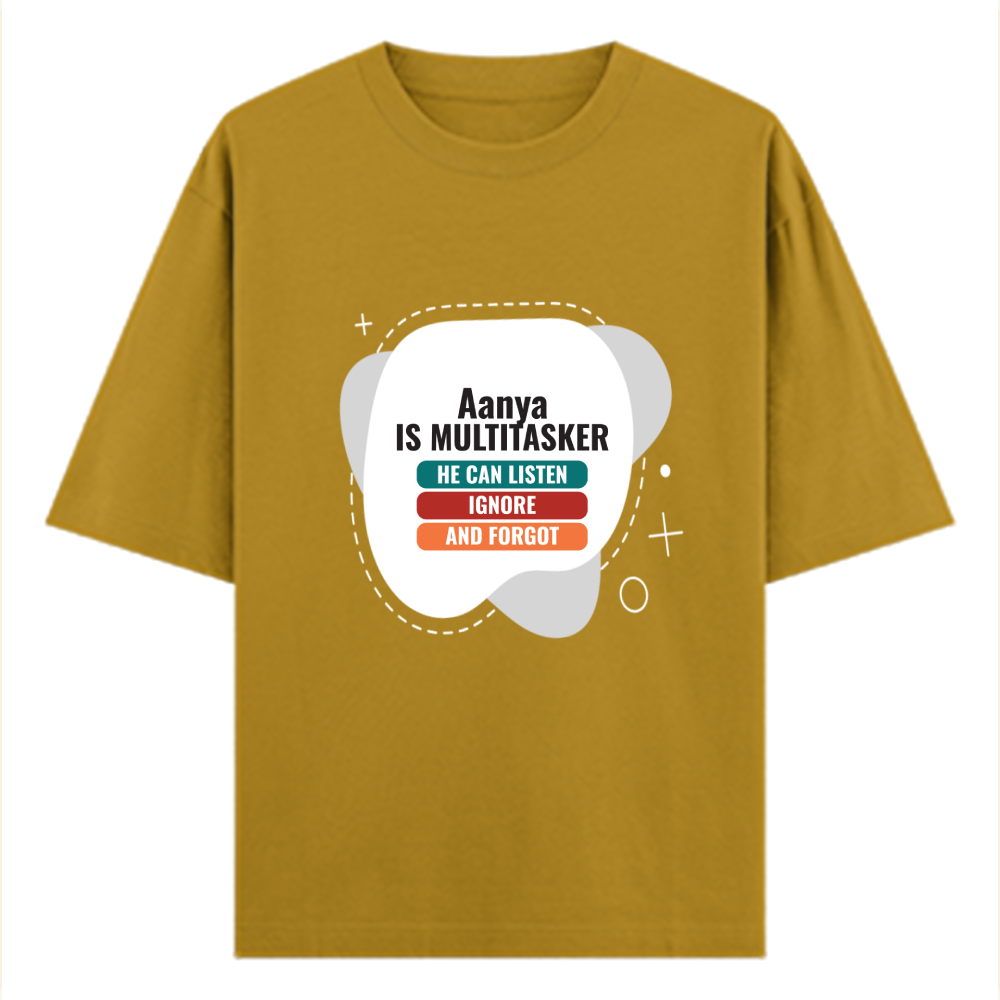 Personalized Typographic T-Shirt with Custom Name - Oversized Classic T Shirt Embroidery T-Shirt