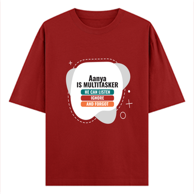 Personalized Typographic T-Shirt with Custom Name - Oversized Classic T Shirt Embroidery T-Shirt