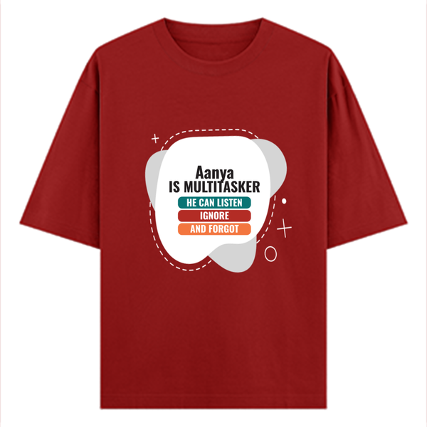 Personalized Typographic T-Shirt with Custom Name - Oversized Classic T Shirt Embroidery T-Shirt