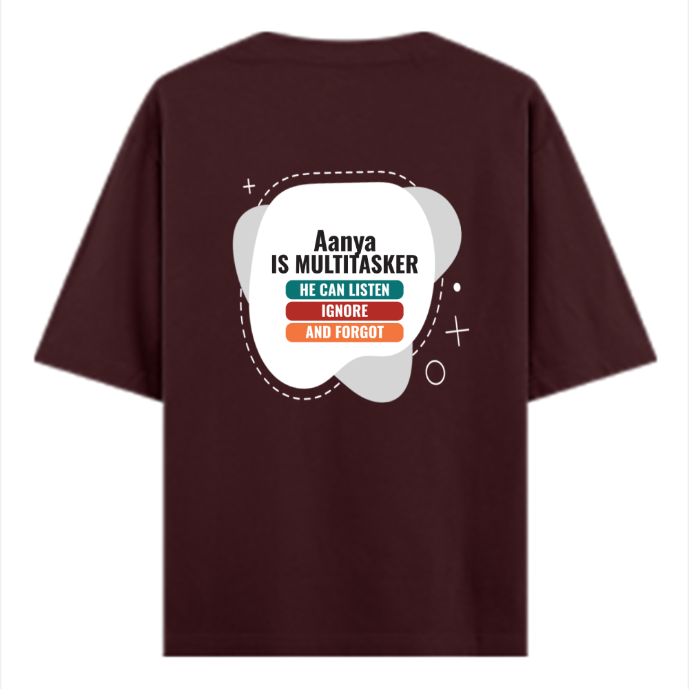 Personalized Typographic T-Shirt with Custom Name - Oversized Classic T Shirt Embroidery T-Shirt