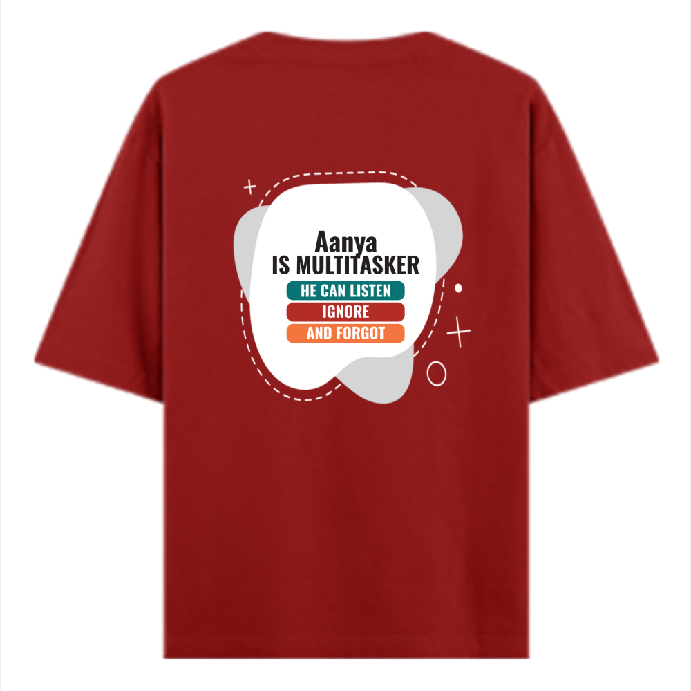 Personalized Typographic T-Shirt with Custom Name - Oversized Classic T Shirt Embroidery T-Shirt