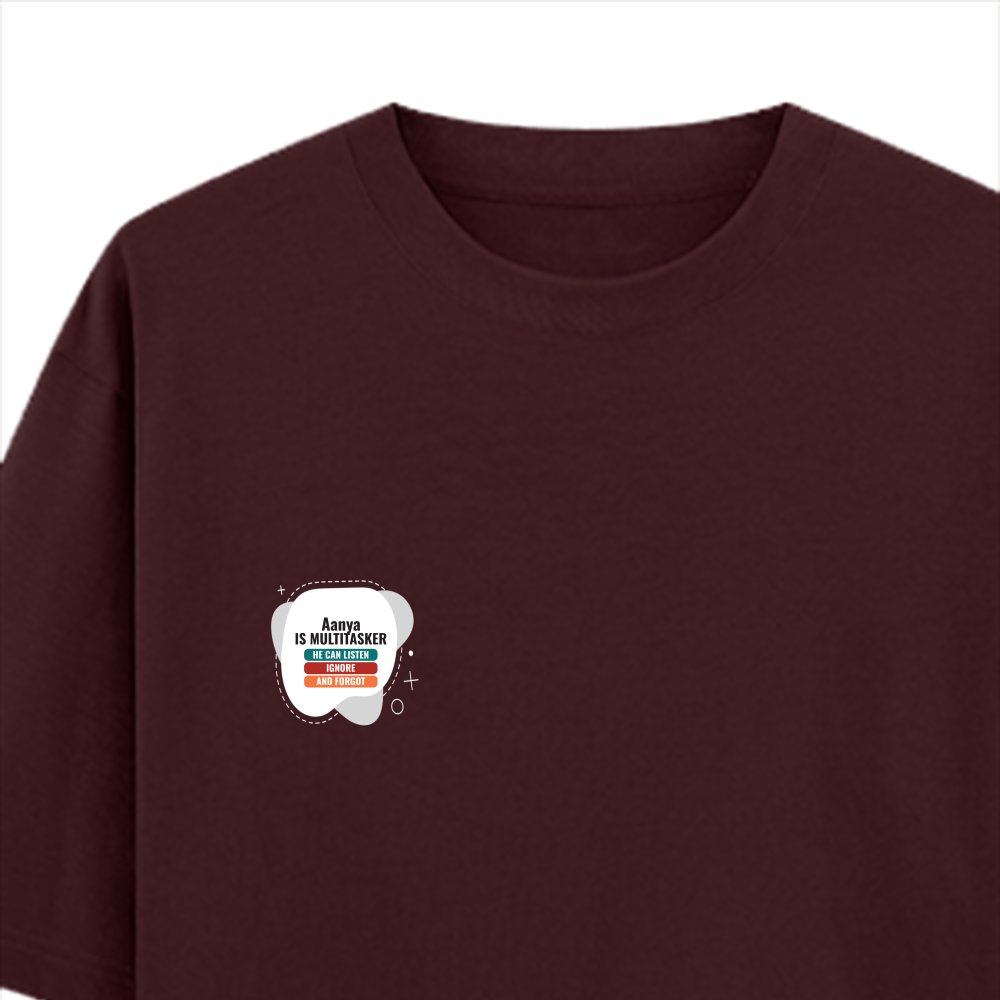 Personalized Typographic T-Shirt with Custom Name - Oversized Classic T Shirt Embroidery T-Shirt