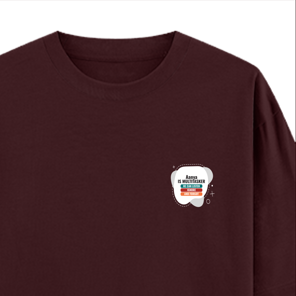 Personalized Typographic T-Shirt with Custom Name - Oversized Classic T Shirt Embroidery T-Shirt