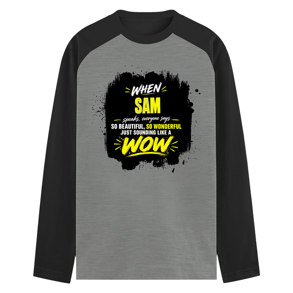 Male Raglan T-Shirt | Men's Regular Fit | 180 GSM Bio-Washed Fabric | Double Stitched, Ribbed Neck | Personalized | Typography | Compliments | Positive Affirmations | Everyday | Joyful | Certified Wow Factor - front - mockup 1