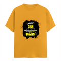 Female Classic Crew T-Shirt | Regular Fit | 180 GSM Bio-Washed Cotton Blend | Pre-Shrunk, Double-Stitched | Women | Personalized | Typography | Compliments | Positive Affirmations | Everyday | Joyful | Certified Wow Factor - front - Golden Yellow - mockup 1