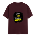 Female Classic Crew T-Shirt | Regular Fit | 180 GSM Bio-Washed Cotton Blend | Pre-Shrunk, Double-Stitched | Women | Personalized | Typography | Compliments | Positive Affirmations | Everyday | Joyful | Certified Wow Factor - front - Maroon - mockup 1