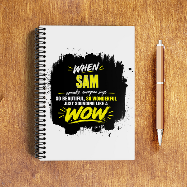 A5 Notepad | 120 Pages, Ruled/Unruled | 70 GSM Natural Shade Paper, 300 GSM Cover | Wire Bound | Everyday Use | Personalized | Typography | Compliments | Positive Affirmations | Everyday | Joyful | Certified Wow Factor - front - White - mockup 1