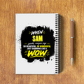 A5 Notepad | 120 Pages, Ruled/Unruled | 70 GSM Natural Shade Paper, 300 GSM Cover | Wire Bound | Everyday Use | Personalized | Typography | Compliments | Positive Affirmations | Everyday | Joyful | Certified Wow Factor - back - White - mockup 2