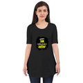Maternity T-Shirt Dress | Women's Regular Fit | Bio-Washed Cotton Blend | Double-Stitched Comfort | Female | Personalized | Typography | Compliments | Positive Affirmations | Everyday | Joyful | Certified Wow Factor - front - Black - mockup 1
