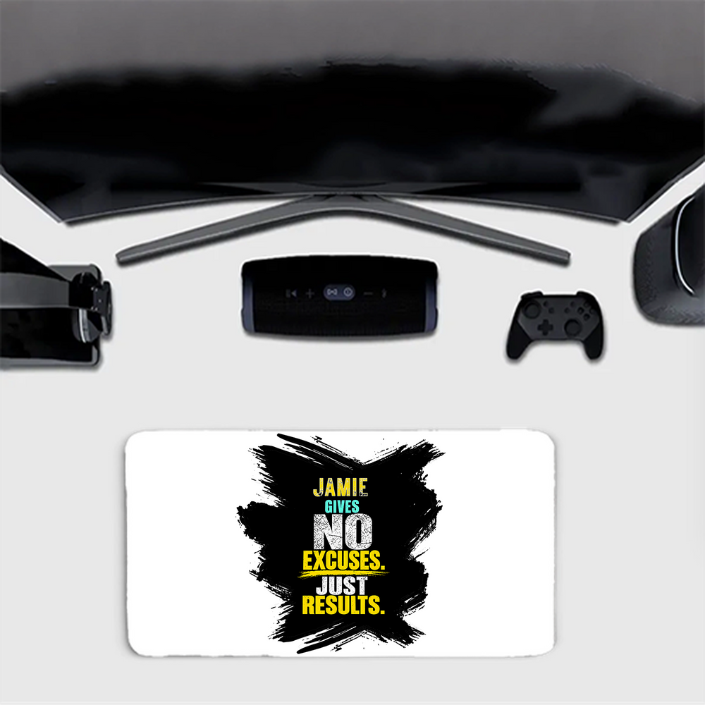 Gaming Pad | Extended Sizes 60x30cm & 80x33cm | 3mm Thick Skid-Proof Base | Smooth Control & Fade-Proof | Unisex | Personalized | Typography | Overcoming Obstacles | Everyday | Empowering | No Excuses, Just Results - front_80x33cm - mockup 1