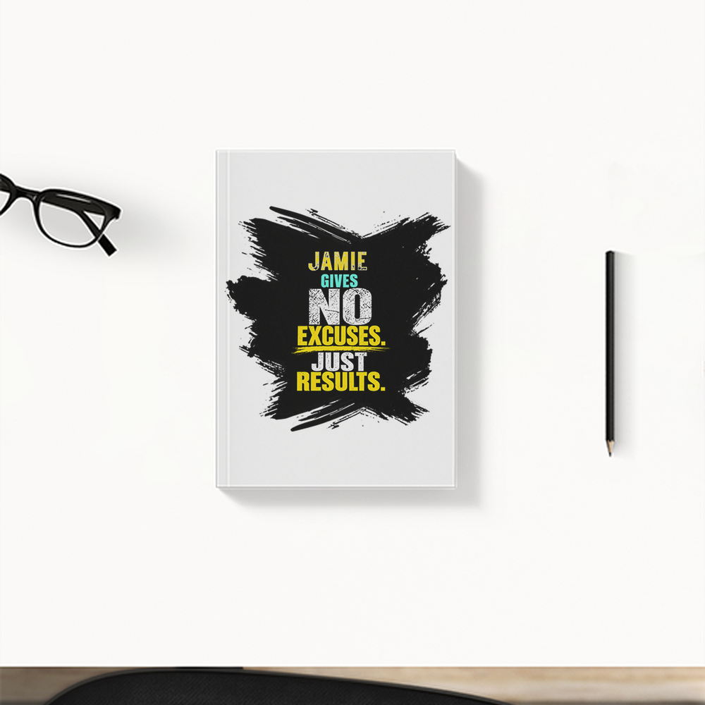 Daily Planner | 3-Month Undated | Soft-Bound | 204 Pages, Dotted Notes | Unisex Adult | Personalized | Typography | Overcoming Obstacles | Everyday | Empowering | No Excuses, Just Results - front - White - mockup 1