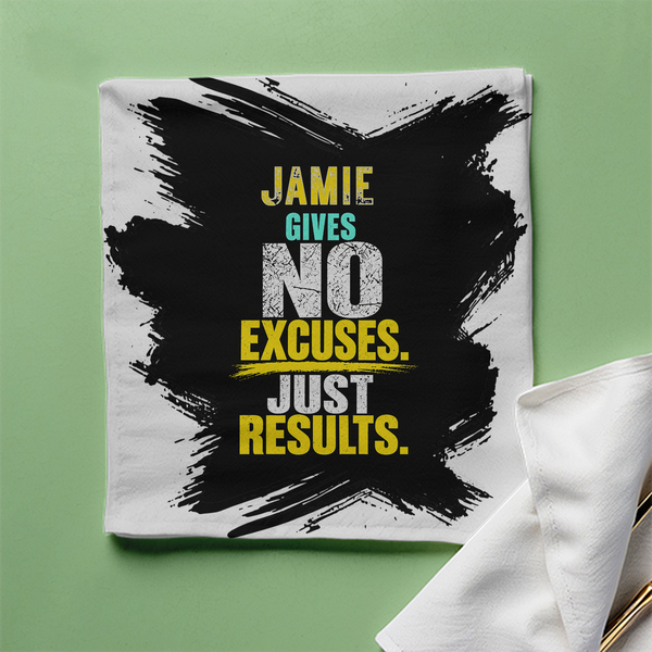 Cloth Napkin | Standard Dining Size | 100% Polyester | Soft, Durable, Hemmed | Unisex | Personalized | Typography | Overcoming Obstacles | Everyday | Empowering | No Excuses, Just Results
