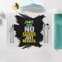Placemat | Standard Dining | 100% Polyester | Durable, Fade-Proof, Soft | Unisex | Personalized | Typography | Overcoming Obstacles | Everyday | Empowering | No Excuses, Just Results