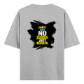 Oversized Standard T-Shirt | Unisex Relaxed Fit | 100% Super Combed Cotton | Soft, Breathable, Durable | Adult | Personalized | Typography | Overcoming Obstacles | Everyday | Empowering | No Excuses, Just Results - back - Grey Melange - mockup 2