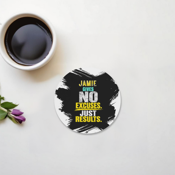 Acrylic Coaster | Square & Round Shapes | Durable Acrylic | Glossy Finish Surface Protection | Unisex | Personalized | Typography | Overcoming Obstacles | Everyday | Empowering | No Excuses, Just Results