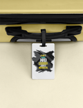 Luggage Tag | Travel Accessory | Acrylic | Durable, Double-Sided, Secure Strap | Unisex | Personalized | Typography | Overcoming Obstacles | Everyday | Empowering | No Excuses, Just Results - back - White - mockup 2