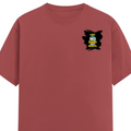 Male Classic Crew T-Shirt | Men's Regular Fit | 180 GSM Bio-Washed Cotton | Pre-Shrunk, Double-Stitched | Personalized | Typography | Overcoming Obstacles | Everyday | Empowering | No Excuses, Just Results - left pocket - Coral - mockup 3