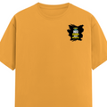 Male Classic Crew T-Shirt | Men's Regular Fit | 180 GSM Bio-Washed Cotton | Pre-Shrunk, Double-Stitched | Personalized | Typography | Overcoming Obstacles | Everyday | Empowering | No Excuses, Just Results - left pocket - Golden Yellow - mockup 3