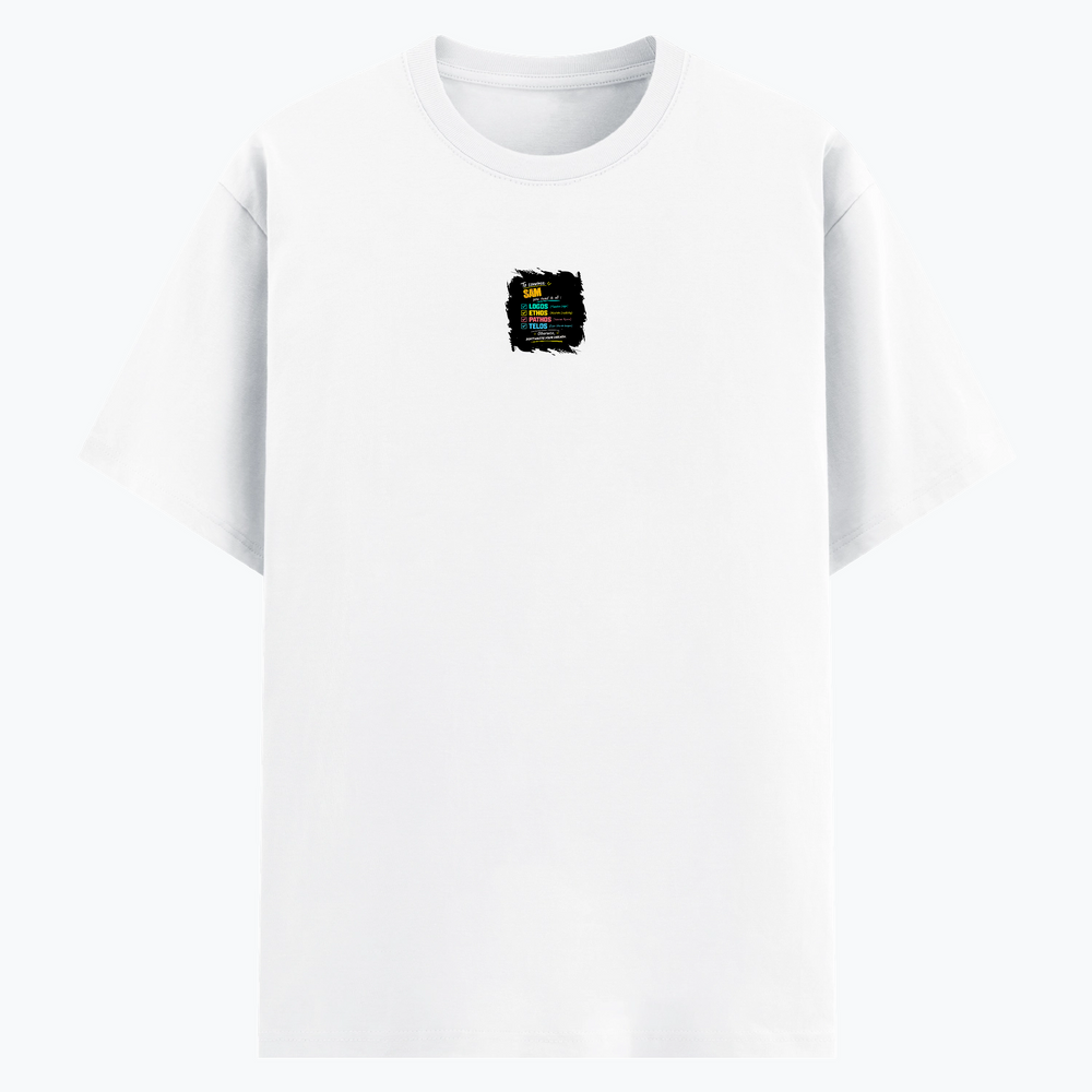 Basic T-Shirt | Unisex Fit XS-2XL | Poly-Cotton Blend 180 GSM | Soft Finish, Durable Stitching | Adults | Personalized | Typography | Rhetoric | Persuasion | Confident | The Persuasion Formula - front - White - mockup 1